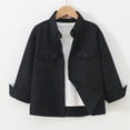 thumbnail image 2 of WAVSUF Boys Button Down Shirt Collar Neck with Chest Pocket Long Sleeve Fall Comfort Trendy Coat Black 10-12, 2 of 7