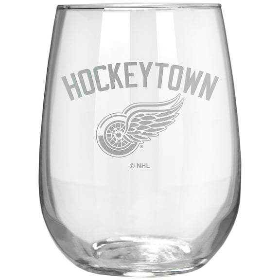 Detroit Red Wings Etched 17oz. Rally Cry Stemless Wine Glass