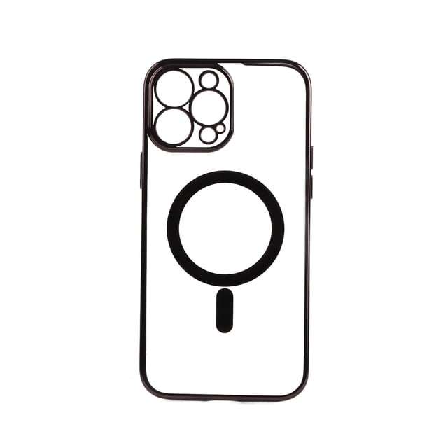 Funda protectora magnética Nikou para iPhone 13 Pro Max TPU a prueba de golpes Marco negro transparente