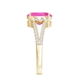 thumbnail image 3 of Rosec Jewels Lab Grown Pink Sapphire Oval Engagement Ring - 4 Carat - AAAA Grade - Sapphire Diamond Ring with Split Shank, 18K Yellow Gold, US 3.00, 3 of 8