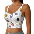 thumbnail image 2 of Vsdgher Rocket Planets Print Women Sleeveless Athletic Tank Top Built-in Bra Camisole Sports Vest for Yoga Running Fitness Exercise with Removable Pads, 2 of 8