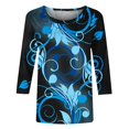 thumbnail image 5 of 3/4 Length Sleeve Womens Tops Floral Print Crewneck Loose Fit Dressy Casual Shirts Spring Summer Blouse Going out Top, 5 of 6