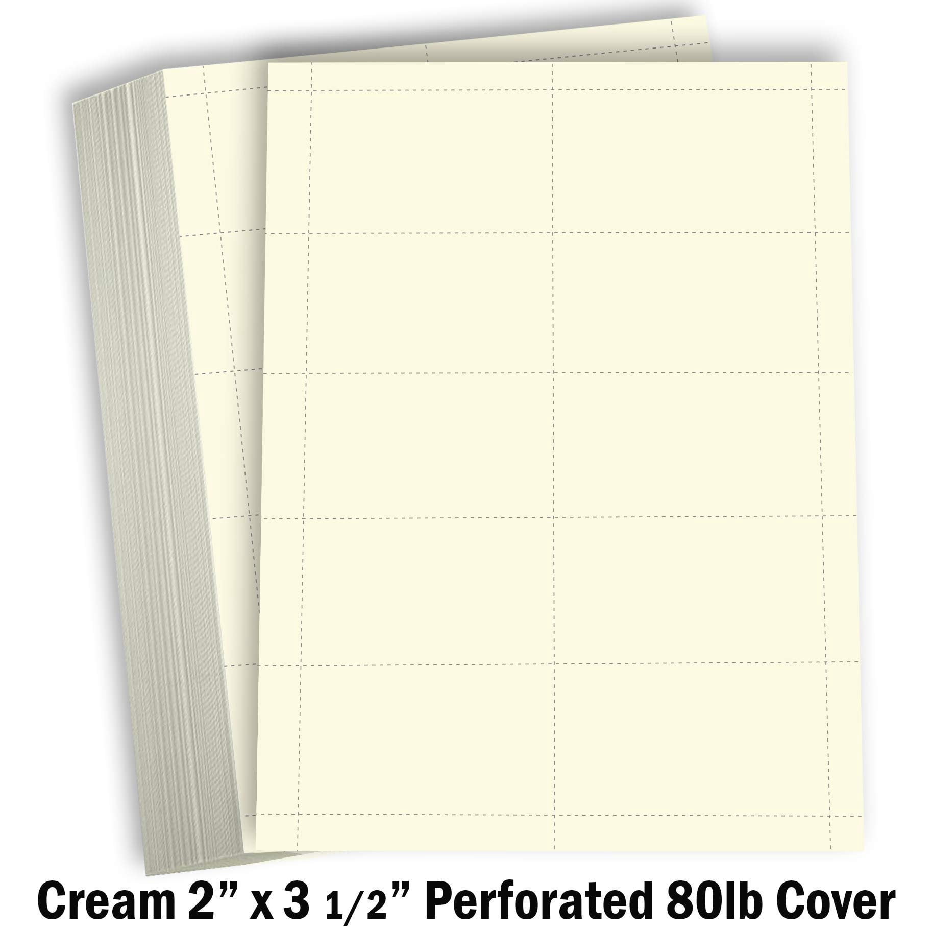 Hamilco Blank Business Cards Cardstock Paper - Cream Perforated Card Stock Heavy Weight 80 lb 3 1/2 x 2"  100 Sheets 1000 Cards