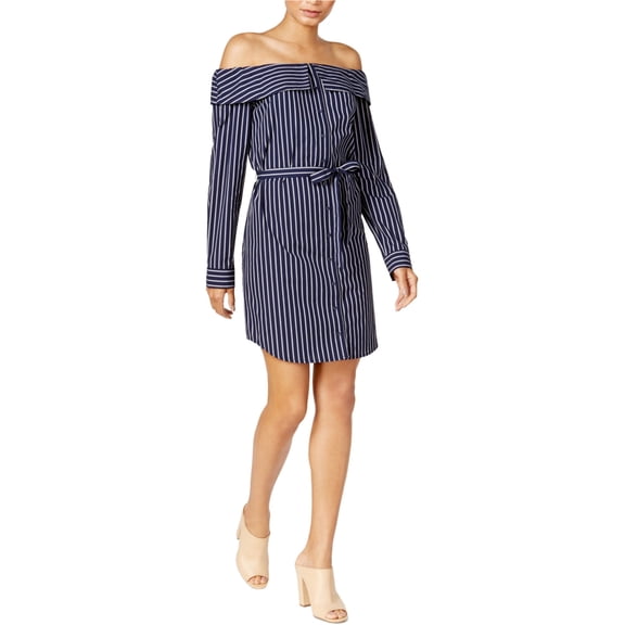 Kensie Womens Striped Mini Dress, Blue, X-Small