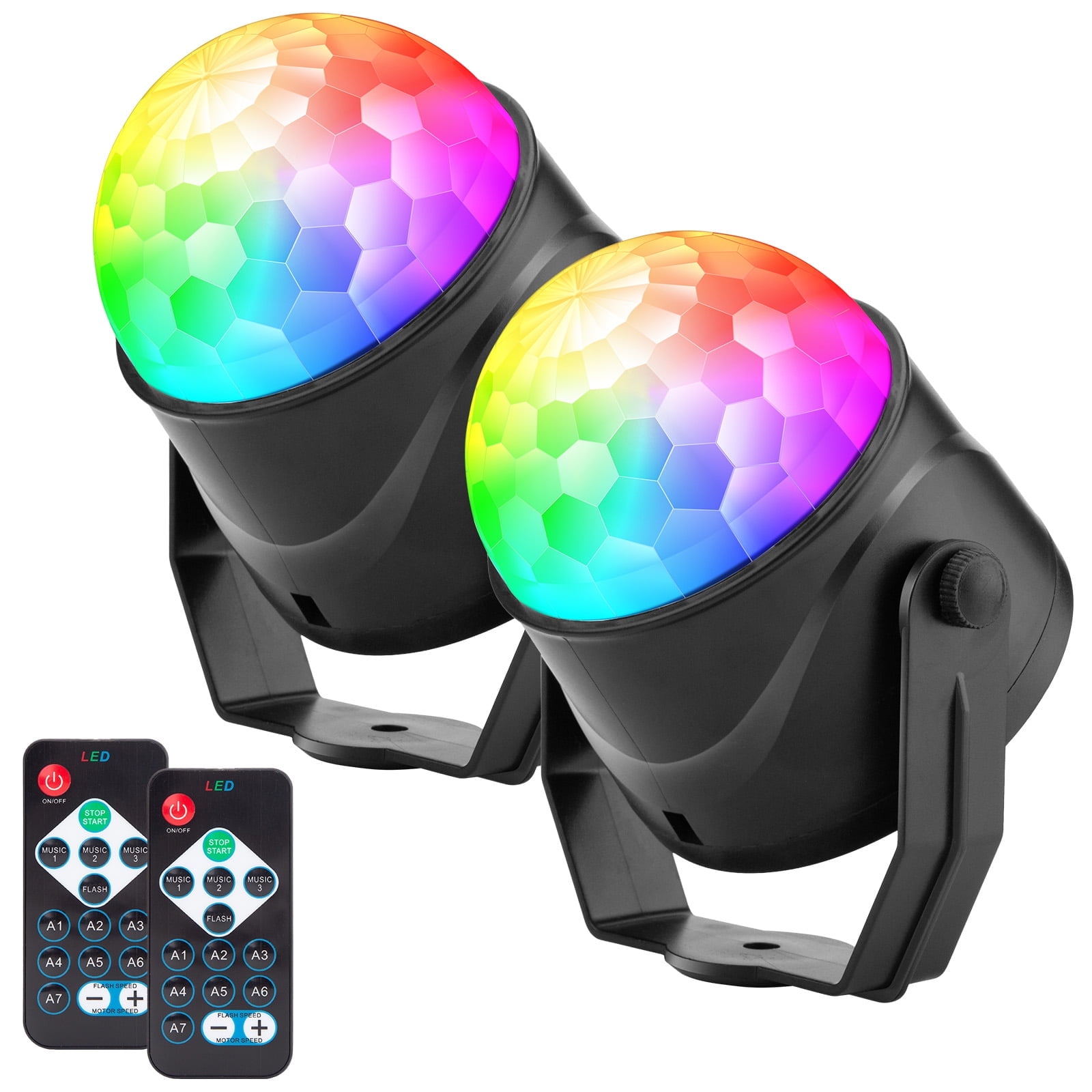 Disco Ball Light, Keylever 2 Pack Sound Activated Stage Party Lights with Remote Control Dj Lighting, Strobe Lamp for Birthday Wedding Dance Karaoke Halloween Xmas Home Decoration