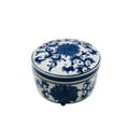 thumbnail image 2 of Blue & White Chinoiserie Round Ceramic Box - Lotus, 2 of 3