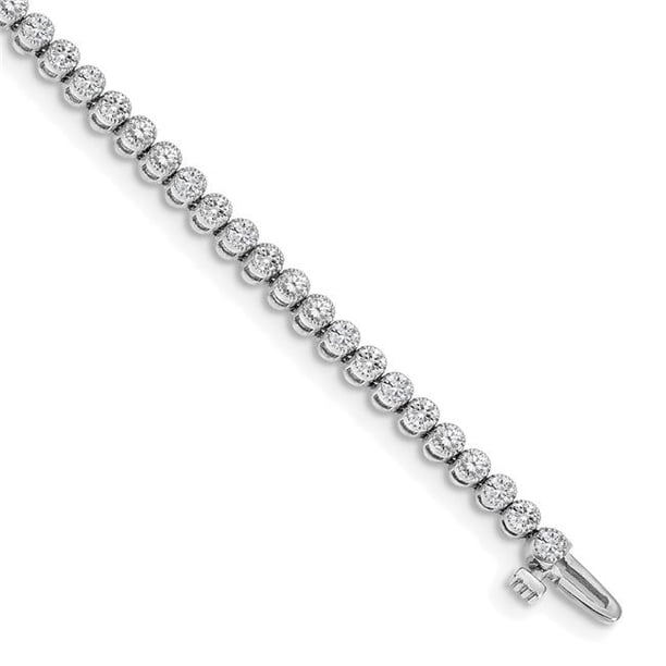 Finest Gold 14K White Gold Diamond Tennis Bracelet Mounting