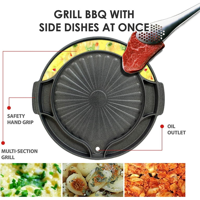 Eutuxia Master Grill Pan for Korean BBQ, Cast Iron Stovetop Nonstick  Smokeless Scratch-Resistant, Perfect for Grilling Vegetable Egg Pork Beef  Meat Garlic Cheese Kimchi & More, Made in Korea, 15 inch 