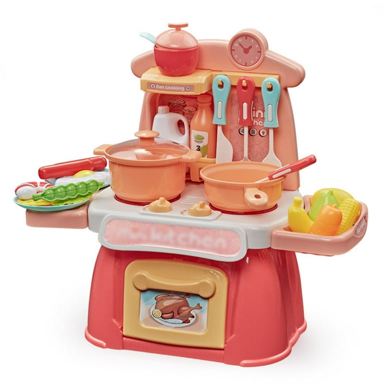 Kitchen Play Set With Accessories- Mini Kitchen Set With Realistic Light  Sound - Indoor Games Kitchen Cooking Playset - Toys For Toddlers Children 