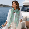 thumbnail image 2 of Women’s Coastal Design Mint Palm Tree Print Oblong Scarf – Lightweight Polyester Nautical Wrap – 38" × 71", 2 of 4