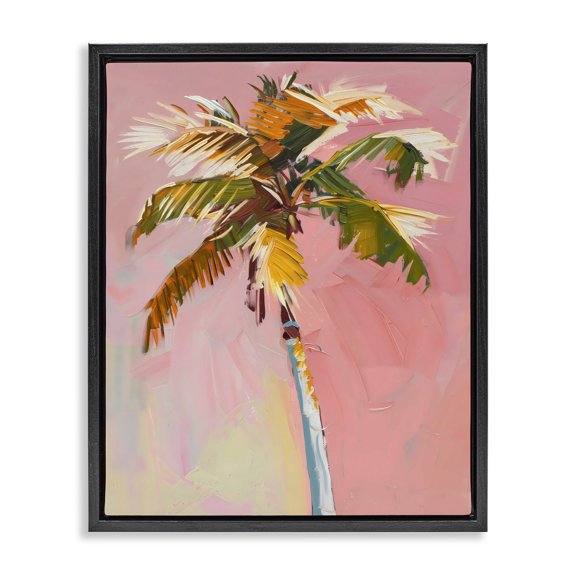 Stupell Industries Pink Palm Summer Oasis Black Framed Floater Canvas Wall Art, design by The Prints Vibe