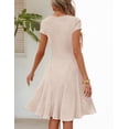 thumbnail image 4 of Merokeety Womens Summer Dresses Ribbed Crewneck A Line Mini Dress Apricot l, 4 of 5