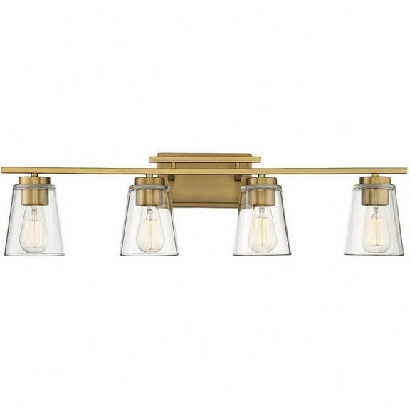 4 Light Bath Bar-Contemporary Style with Modern and Bohemian Inspirations-8.75 inches Tall By 32 inches Wide-Warm Brass Finish Bailey Street Home