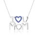 thumbnail image 1 of JeenMata Collar con Colgante de Corazón Abierto Adornado con Piedra Azul Oscuro Te Amo Mamá en Oro Blanco de 18 K sobre Plata - Piedra Natal de Septiembre - Regalo para Mamá, 1 of 2