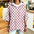 thumbnail image 4 of Sheghy Womens Tops Oversized Refreshing Spring Summer Solid Color 3/4 Sleeve Flare V Neck Tee Pullover Pink S, 4 of 6