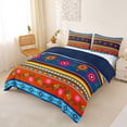 thumbnail image 3 of jejeloiu Vibrant Mexican Duvet Cover Queen For Men Women,Floral Pattern Queen Bedding,Orange Blue,Navy Blue Reversible,3-Piece,1 Duvet Cover and 2 Pillowcases, 3 of 6