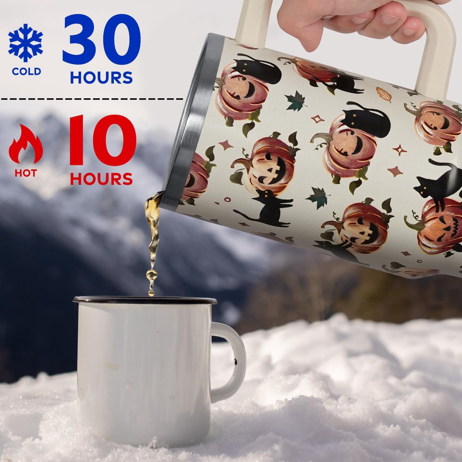 Christmas Gifts 40 oz Tumbler with Handle and Straw Lid,Cute Gifts for Women Santa Claus Sleigh Xmas Tree Vacuum Insulated Leak Proof Tumbler,Winter Holiday Accessories Stainless Steel Coffee Cup Mug