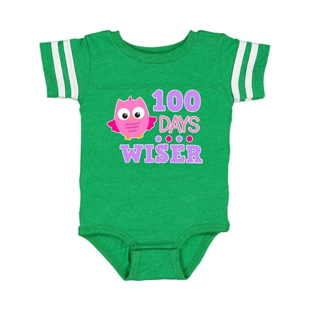 

Inktastic 100 Days Wiser with Pink Owl Gift Baby Girl Bodysuit