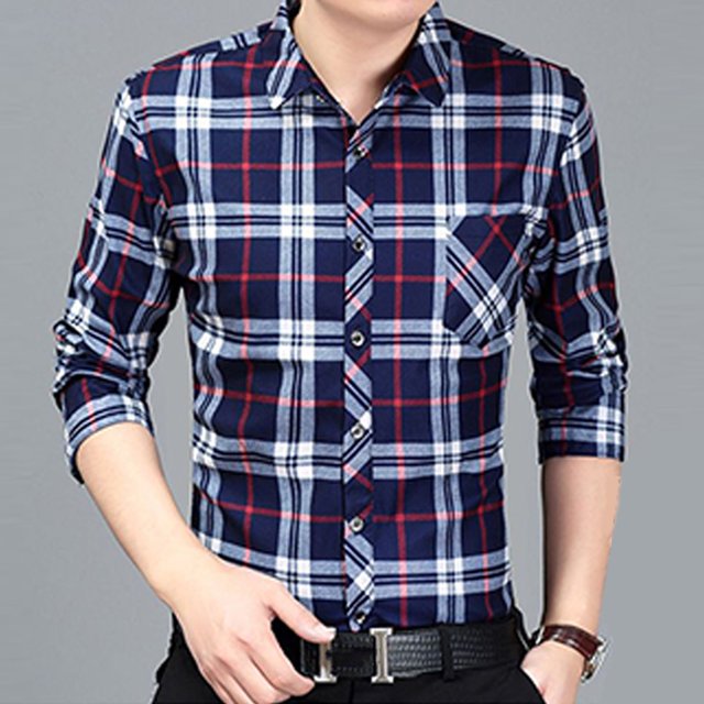 Camisa a cuadros de manga larga para hombres camisa a cuadros para hombres camisa de ajuste regular para hombres camisa casual para hombres ANGGREK Otros