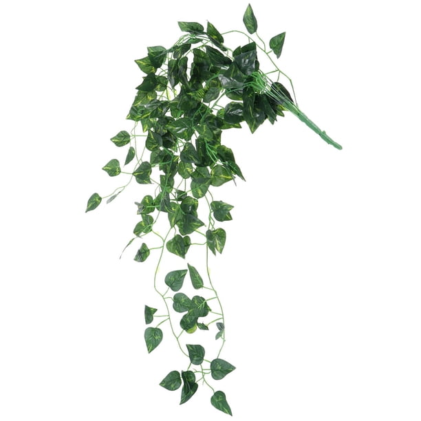 Plantas artificiales de vid de hiedra verde de hojas de Scindapsus falsas para decoración del hogar en interiores y exteriores (hojas de Scindapsus)