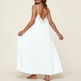 thumbnail image 6 of VEKDONE Womens Backless Cami Sundress Summer Sleeveless Lace Trim Long Dresses with Back Tie Casual Vacation House Dress Beach Maxi Dress White L, 6 of 9