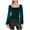 Green, variant on Mikilon Women Pleated Elastic Waist Top Solid Color Long Sleeve Square Neckline Blouses