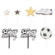 thumbnail image 1 of Juego de adornos para tartas de fiesta temática de fútbol, ​​decoración para tartas de cumpleaños para niños (blanco y negro), 1 Juego, 1 of 4