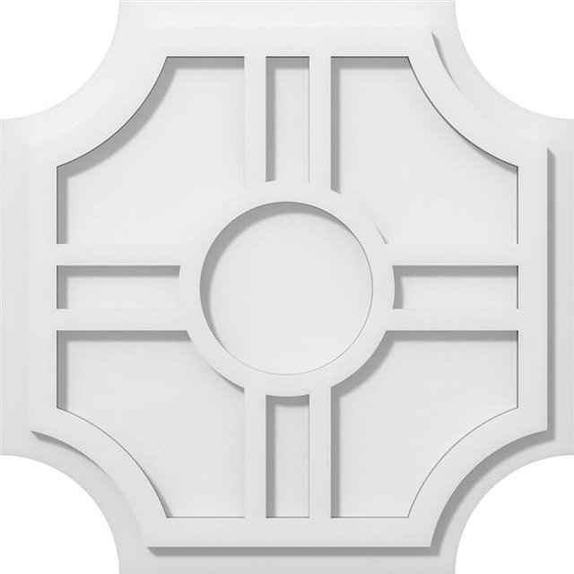 Ekena Millwork CMP16HS 16 Pouces x 5,25 Pouces Carré Haus Architectural Grade PVC Contemporain Plafond Médaillon