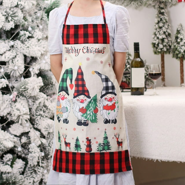 Oleegame 1PC Pretty Apron 1PCS Christmas Apron Funny Cartoon Apron Style Christmas Santa Snowman Christmas Dinner Party Cooking Baking Barbecue Crafting House Cleaning Kitchen