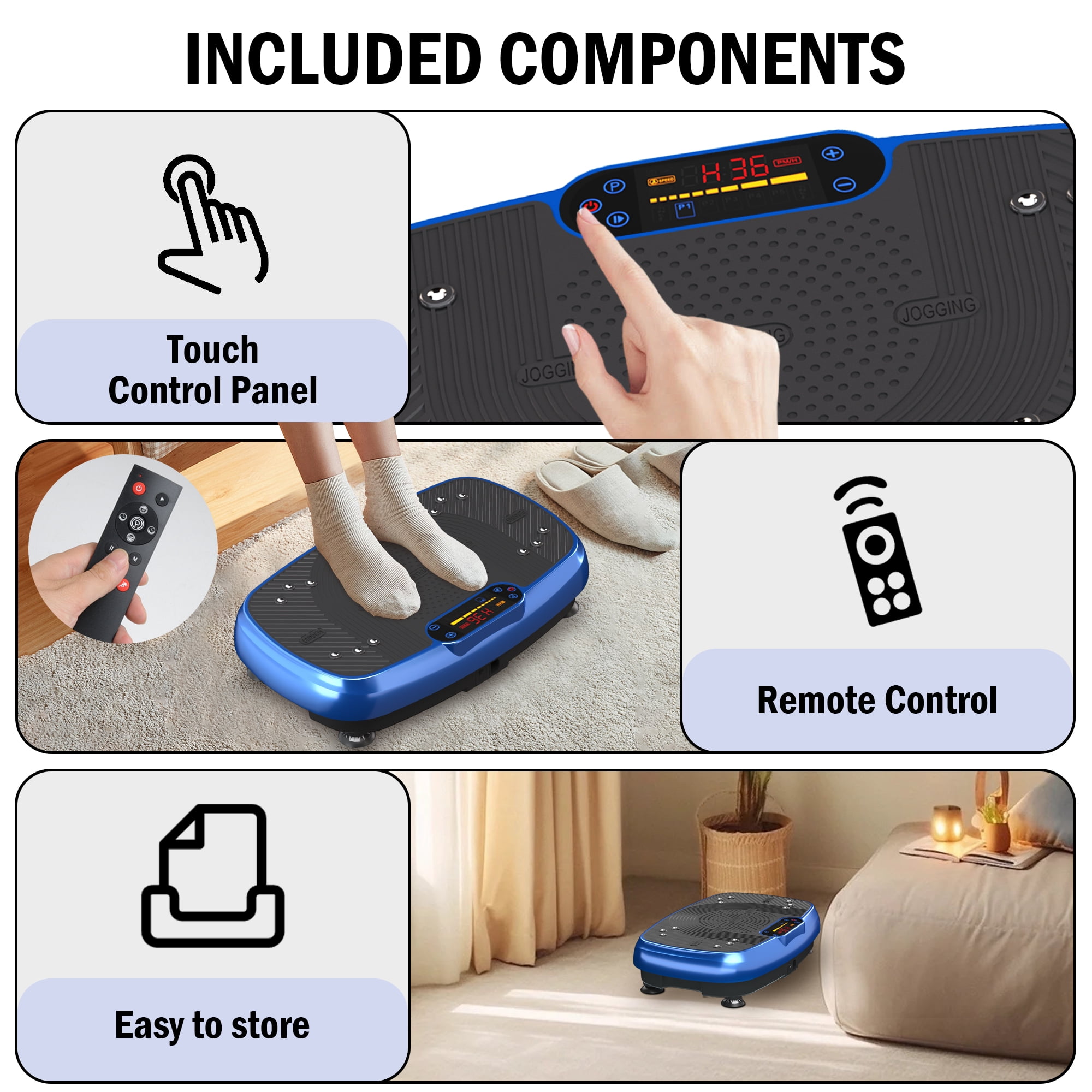 SLIMKEEPER Vibration Plate Exercise Machine for Home Fitness & Whole Body Workout, 330 Lbs Capacity, with 2 Loops, 5 Resistance Bands & Remote Control