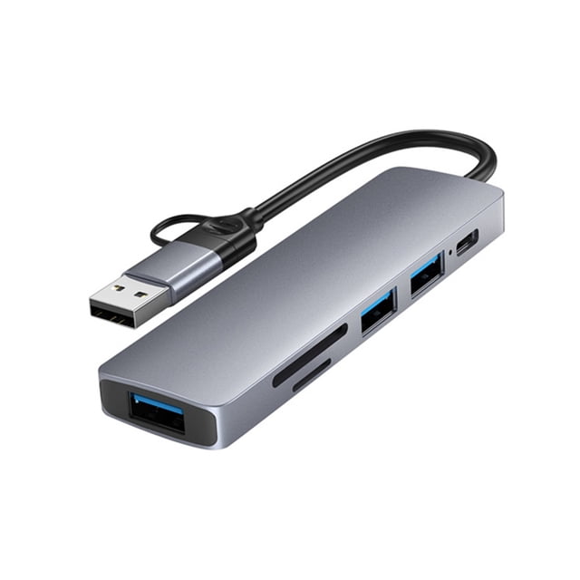 Methold Dispositivo concentrador USB A/C 6 en 1, compacto, multifuncional, para portátiles, teléfonos móviles, tabletas, extensor, accesorio, Relojes inteligentes