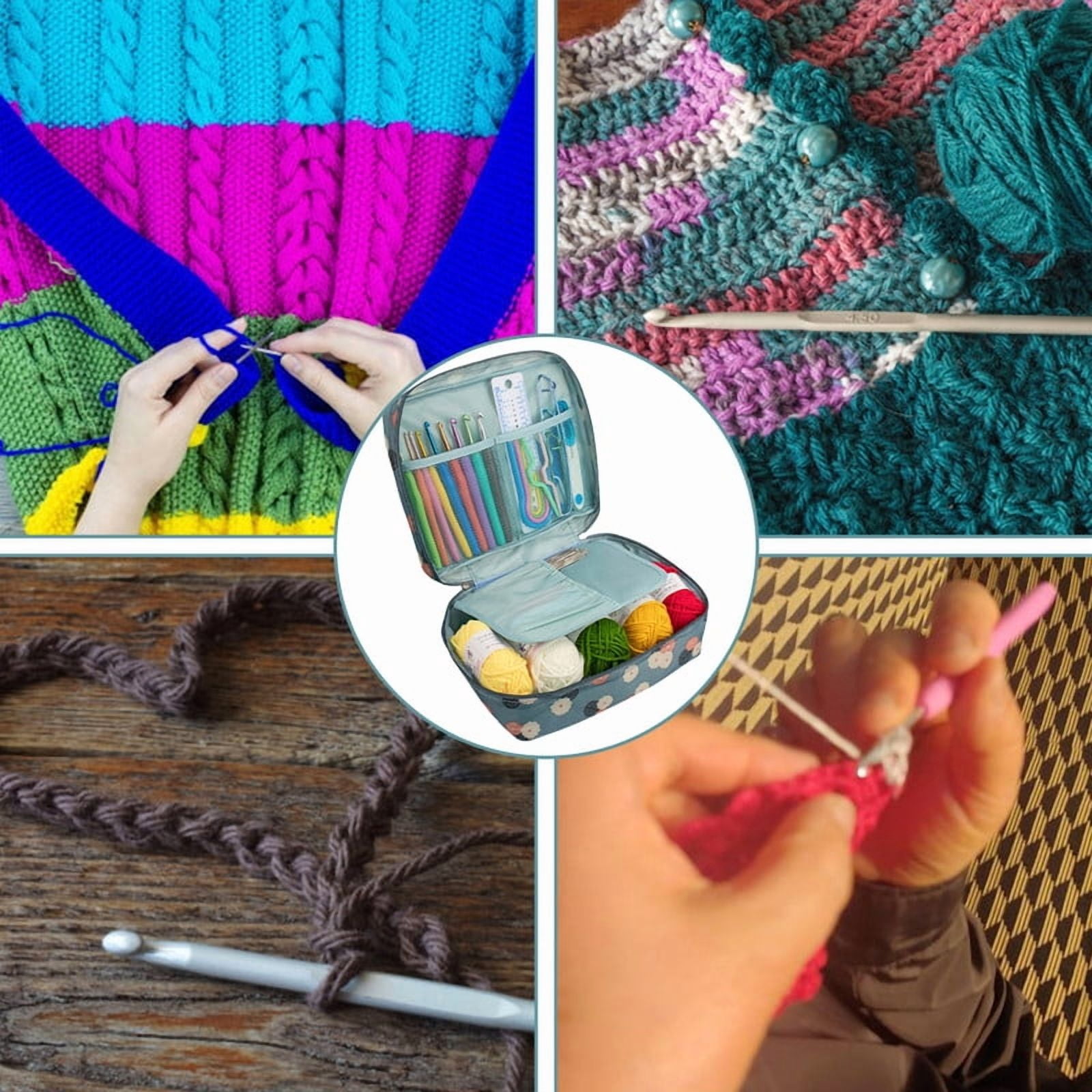 Crochet Yarn Kit Ergonomic Handle Assorted Colors Smoothing Crochet Hook Set for Beginner DIY