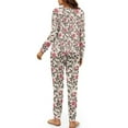 thumbnail image 3 of FOR U DESIGNS Pink Rose Pajama Sets for Women 2 Piece Long Sleeve and Pants Size XL Nightwear Long Crewneck Tops Ladies Sleepwear Drawstring Loungewear Set Winter, 3 of 6