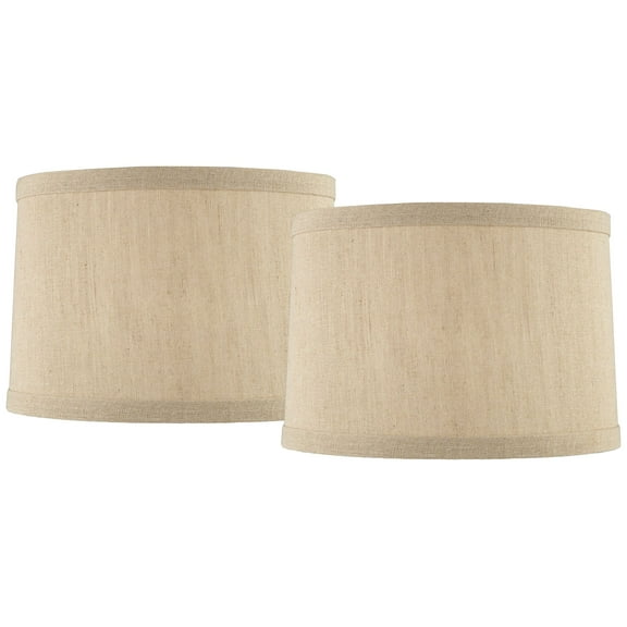 Springcrest Set of 2 Drum Lamp Shades Taupe Medium 15" Top x 16" Bottom x 11" High Spider with Replacement Harp and Finial Fitting