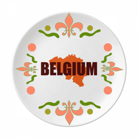 

Belgium European Map Brussels Flower Ceramics Plate Tableware Dinner Dish