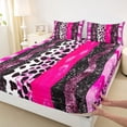 thumbnail image 3 of Castle Fairy Teens Abstract Animal Print Queen Sheet Sets,Stripes Bed Set, 3 of 7