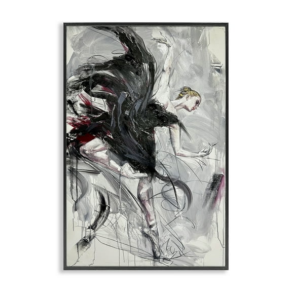 Stupell Industries Modern Elegance Dancer People Painting Black Framed Art Print Wall Art, 12 x 18