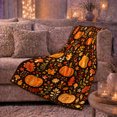 thumbnail image 6 of Pumpkin Mushroom Foliage Flower Star Autumn Botanical Pattern Flannel Blanket For Autumn Fans, Cozy Orange Brown Home Decor For Bedroom Living Room Halloween Gift, 6 of 9