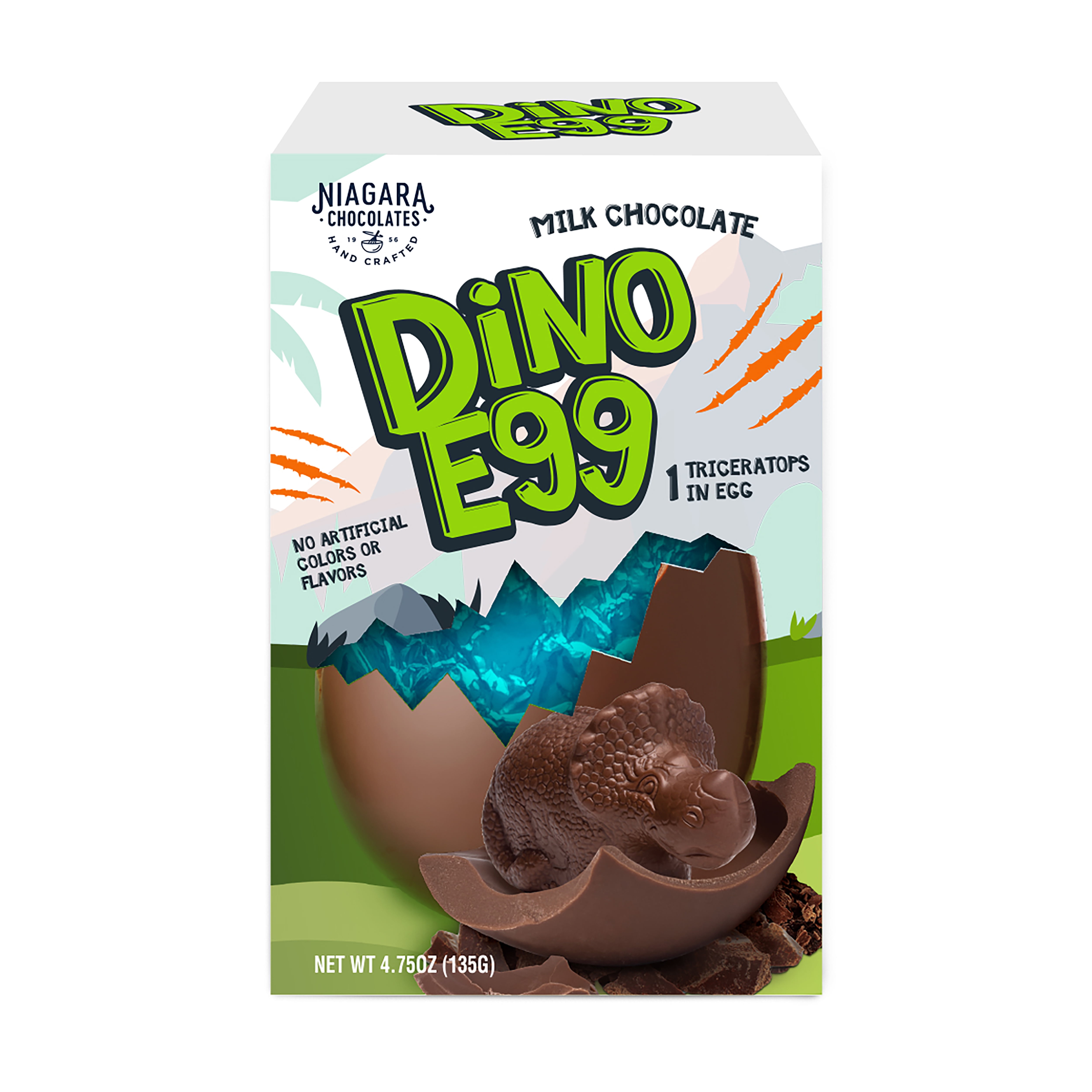 Niagara Chocolates Easter Milk Chocolate Dinosaur Surprise Easter Egg, 1 Count, 4.75 oz