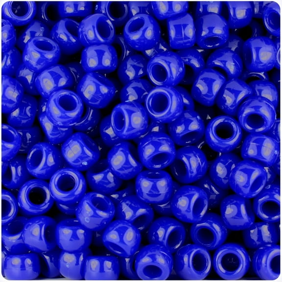 BeadTin Royal Blue Opaque 9mm Barrel Pony Beads (500pc)