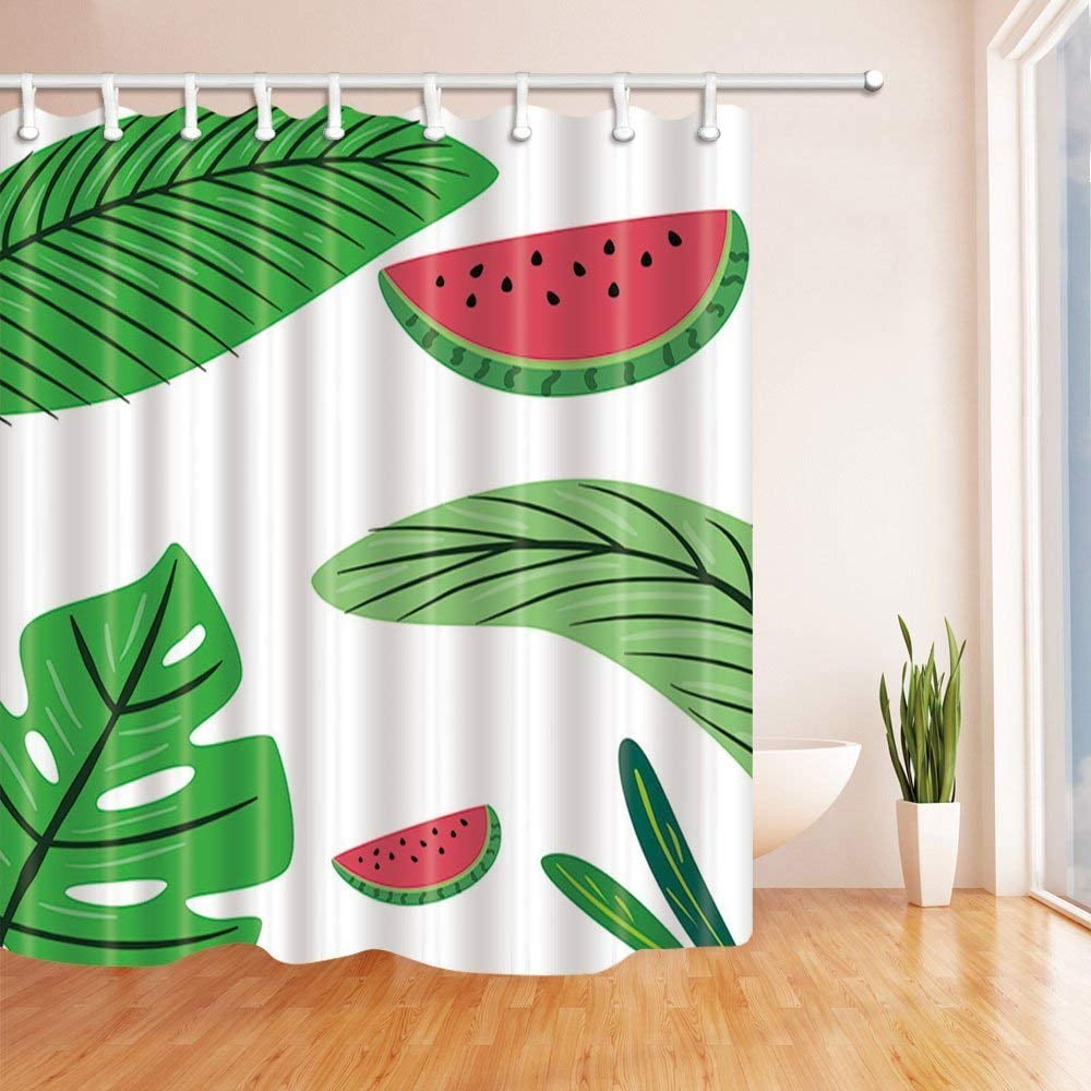 BPBOP Summer Fruit Watercolor Watermelon in Green Banana Leaves