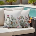 thumbnail image 4 of Spring Floral Outdoor Waterproof Pillow Covers, Country Botanical Watercolor Botanical Decorative Square Throw Pillowcase Sofa Cushion Sham for Patio/Couch/Chair, 24"x24" 2 Pack, 4 of 8