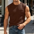 thumbnail image 5 of OGLCCG Tank Tops Men Muscle Athletic Sleeveless Shirt Casual Summer Loose Fit Crewneck Active Tank Top with Pocket,Coffee, 5 of 7