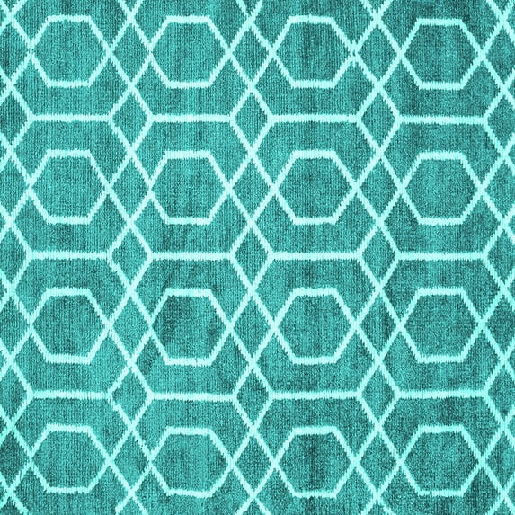 Ahgly Company Indoor Square Trellis Turquoise Blue Modern Area Rugs, 5' Square