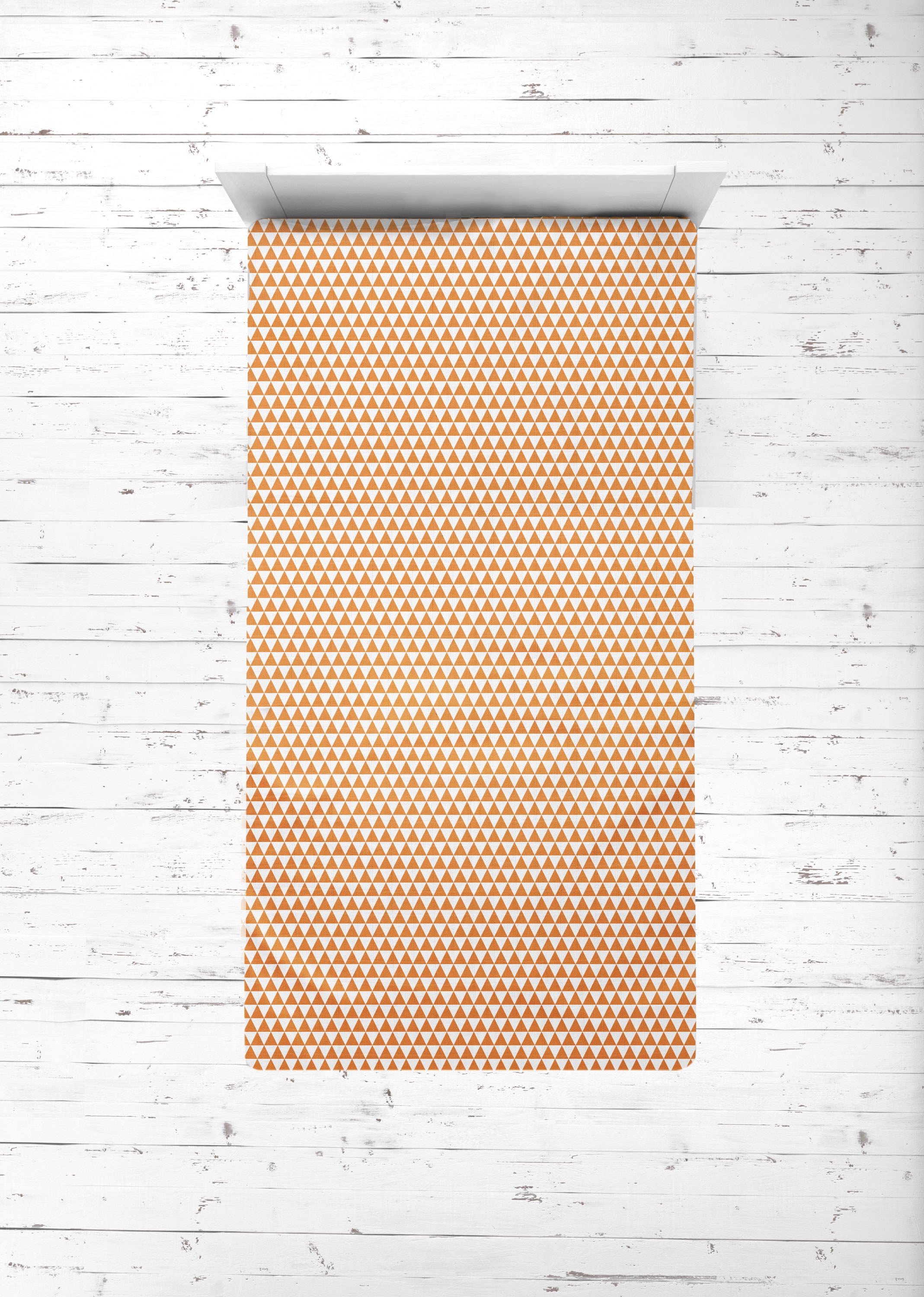 Bacati Aztec Orange/Navy 3-Piece 100% Cotton Muslin Toddler Bedding Sheet Set, Triangles