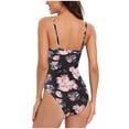 thumbnail image 2 of TIHLMK Bathing Suit for Women Women Sexy Solid With Chest Pad Without Underwire Bikini Deep V One-piece Swimsuit Gift for Women, 2 of 9