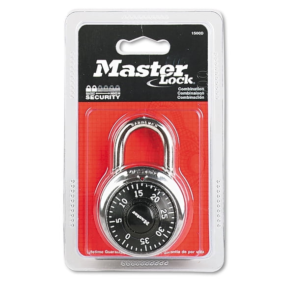 Combination Lock, Stainless Steel, 1 7/8" Wide, Black Dial | Bundle of 5 Each