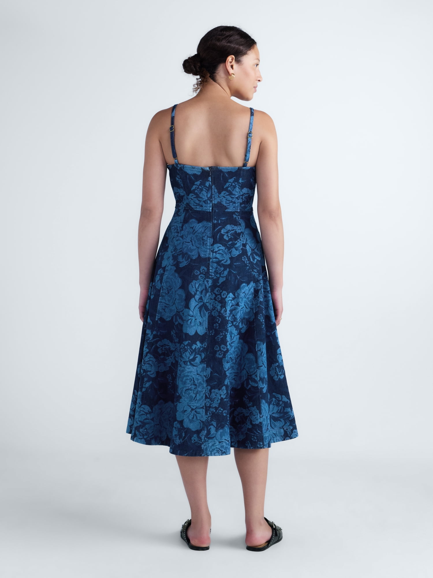 Free Assembly Women's and Women's Plus Sleeveless Denim Corset Midi Dress, Sizes XS-4X