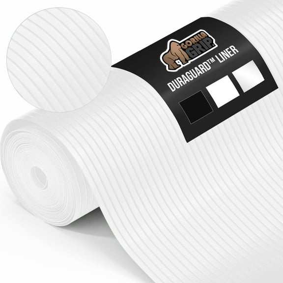 GORILLA GRIP Shelf Liner, DuraGuard Ribbed Waterproof Drawer, Cabinet Protection, 12x10, White