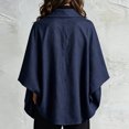 thumbnail image 4 of Sorvello Women Poncho Sleeve Lapel Button Down Oversized Batwing Shirt Outerwear Summer Fall Loose Top Causal Outfits Navy L, 4 of 5